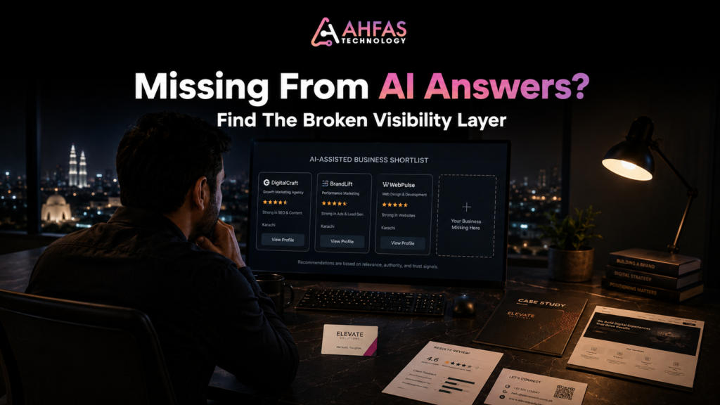 Business owner sees competitors shortlisted in AI answers while their company is missing.