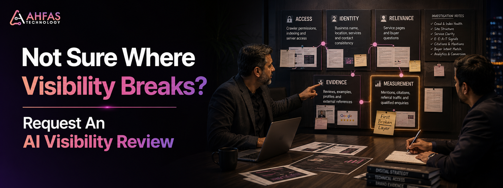 Strategist identifies the first broken AI visibility layer before further content investment.